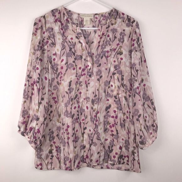 Cynthia Rowley Lavender Floral Blouse - Picture 1 of 10